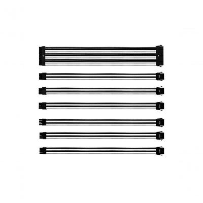 Kit De Cabo De Extensão Sleeved Psu 30 Cm Com Capa De Pvc Cooler Master - Branco E Preto - Cma-nest16wtbk1-gl