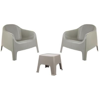 Kit 2 Poltronas Skarpo + Mesa Sunset - Cinza Cinza