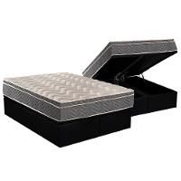 Cama Box Baú Queen: Colchão Ortopédico Paropas D45 / EP Confort Mega Firme + Base CRC Suede Black(158x198) - 1