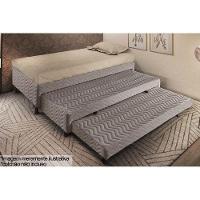 Cama Box Base c/2 Auxiliares Solteiro Universal Rústico Bordado Brown (88x188x32) - Paropas