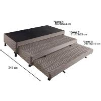 Cama Box Base c/2 Auxiliares Solteiro Universal Rústico Bordado Brown (88x188x32) - Paropas - 7