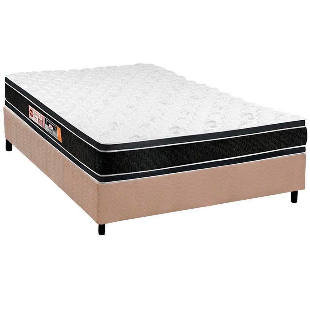 Cama Box Casal: Colchão Espuma Castor D33 Black e White + Base CRC Suede Clean(138x188) - 1