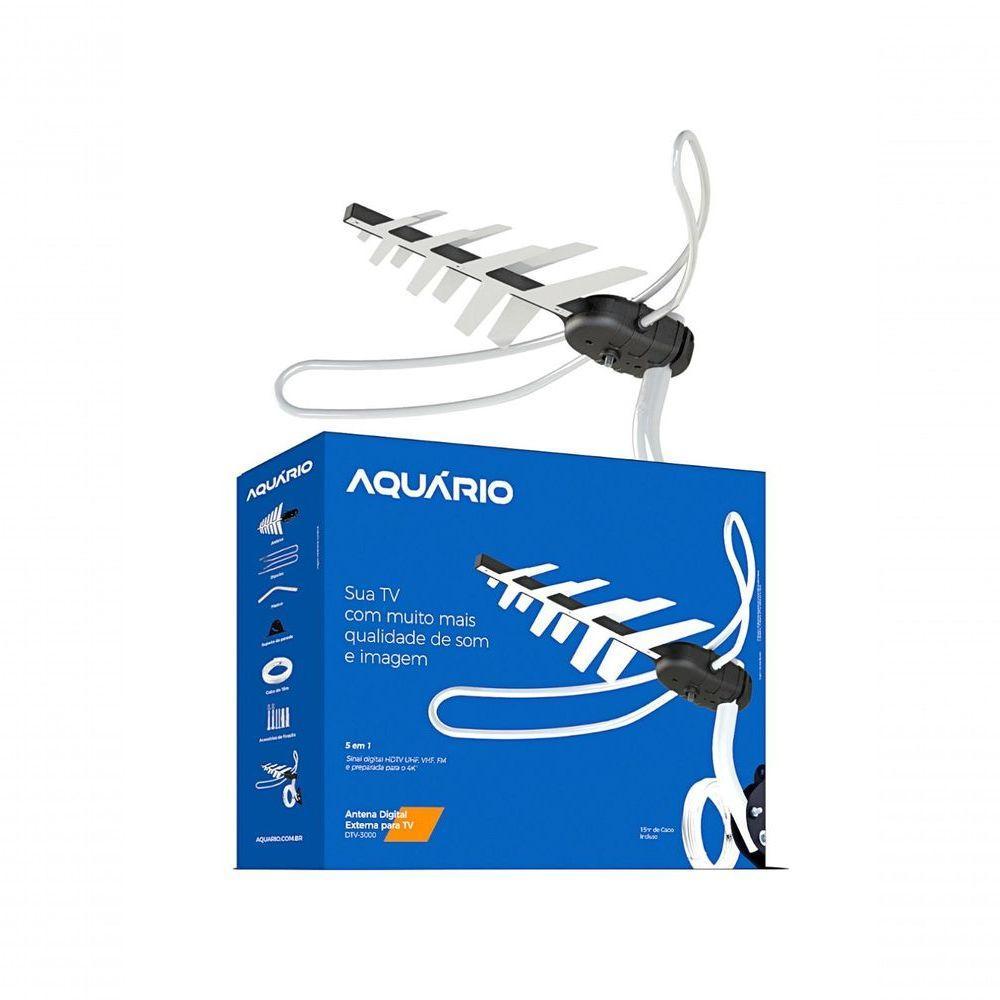 Antena Tv Digital Externa 4 Em 1 Vhf-uhf-fm-hdtv Dtv-3000, Completa, Com Mastro E Cabos 15 Metros - 2