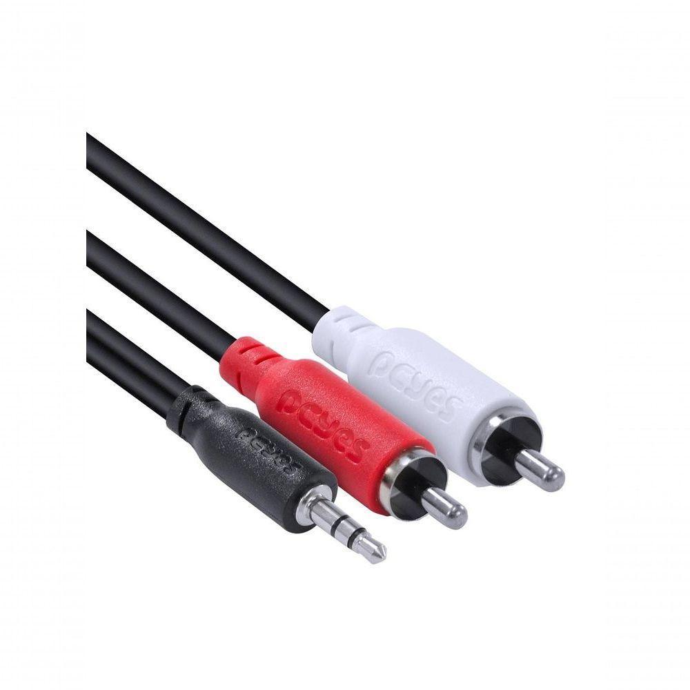 Cabo De áudio 2 Rca Macho Para P2 3.5mm Macho 28awg Puro Cobre 1 Metro - P2r35-1 - 2