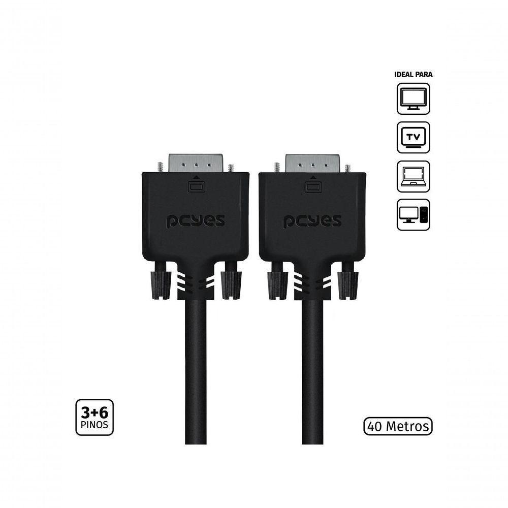 Cabo De Vídeo Vga 3+6 15 Pinos Macho Para Vga 3+6 15 Pinos Macho 28awg Puro Cobre 40 Metros - Pvm36-40 - 2