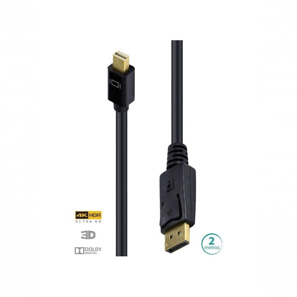 Cabo Displayport X Mini Displayport Ultra Hd 60hz 2 Metros Dpmdp13-2 - 1