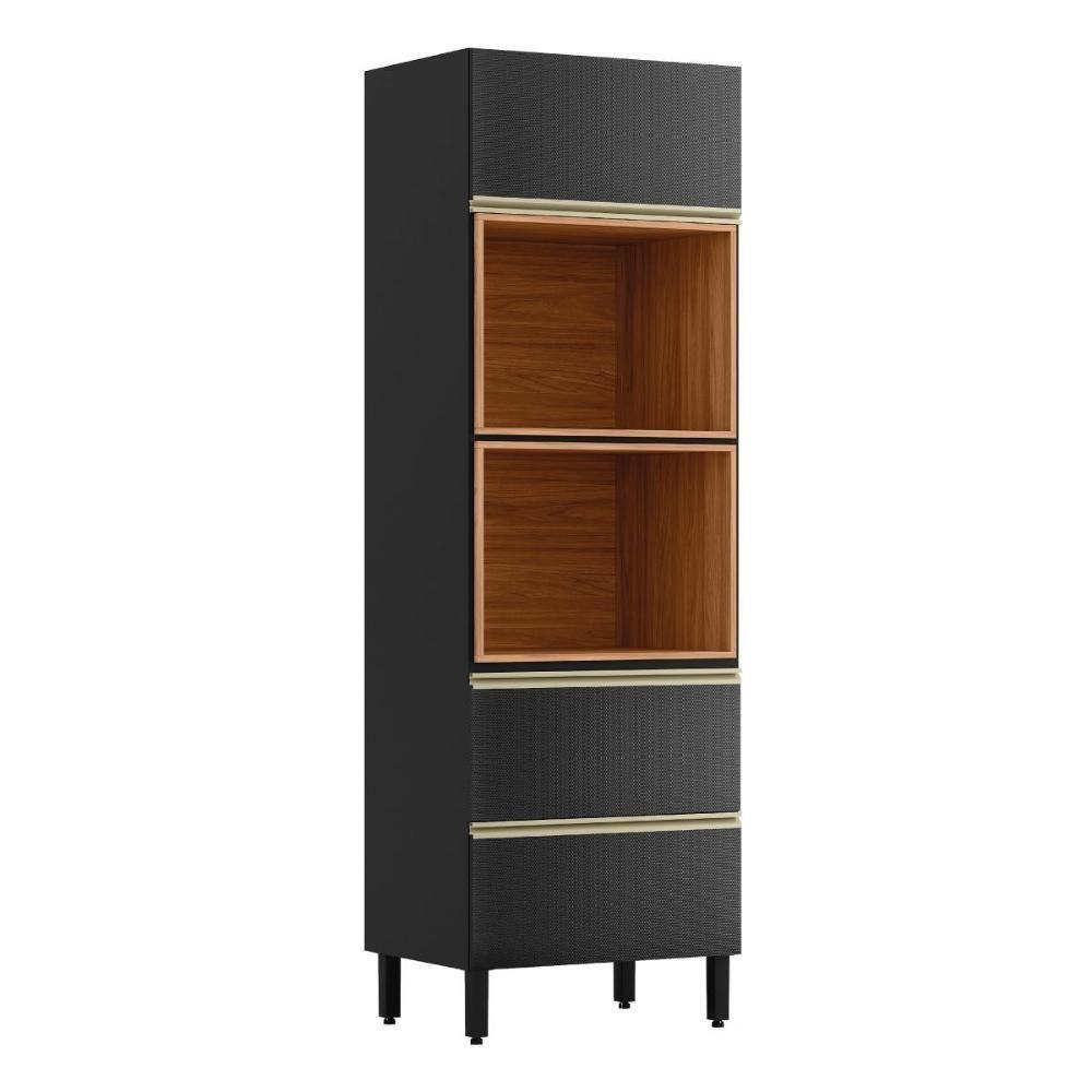 Torre Quente Proença 70cm 2 Fornos 2 Portas Basculantes E 1 Gaveta Nogueira Touch-carbono Prime Tx - Demartêz - 1