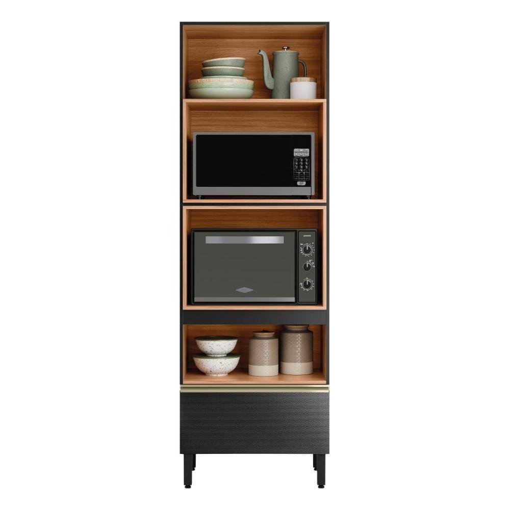 Torre Quente Proença 70cm 2 Fornos 2 Portas Basculantes E 1 Gaveta Nogueira Touch-carbono Prime Tx - Demartêz - 2