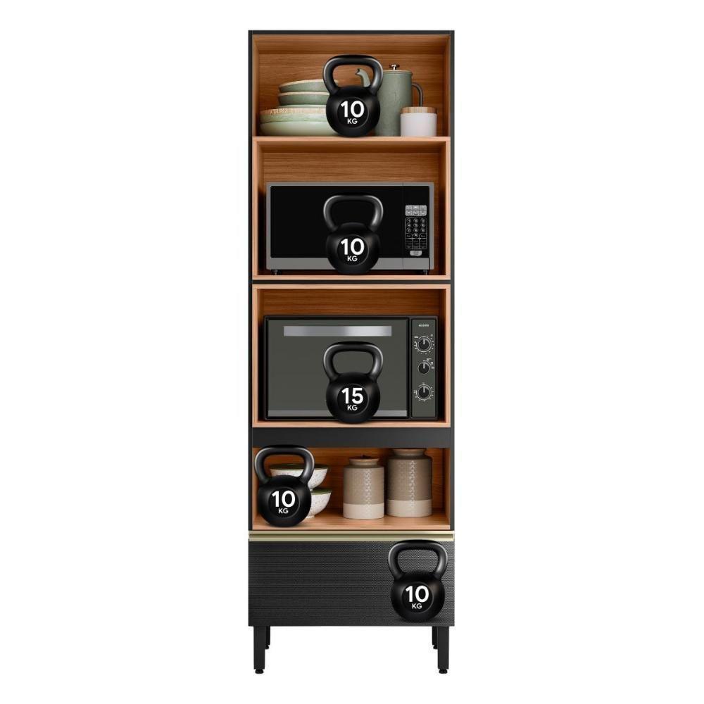 Torre Quente Proença 70cm 2 Fornos 2 Portas Basculantes E 1 Gaveta Nogueira Touch-carbono Prime Tx - Demartêz - 6