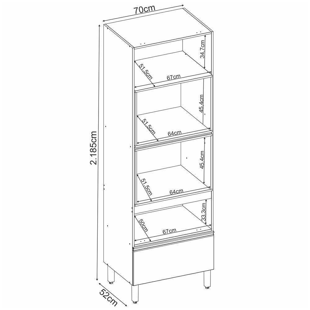 Torre Quente Proença 70cm 2 Fornos 2 Portas Basculantes E 1 Gaveta Nogueira Touch-carbono Prime Tx - Demartêz - 7
