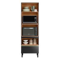 Torre Quente Proença 70cm 2 Fornos 2 Portas Basculantes E 1 Gaveta Nogueira Touch-carbono Prime Tx - Demartêz - 2