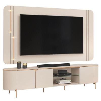 Rack Bancada Com Painel Celine Off White Dj Móveis