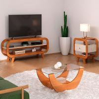 Rack Bancada TV 42 Polegadas Mesas De Centro E Apoio Arly Cinamomo Off White - 3