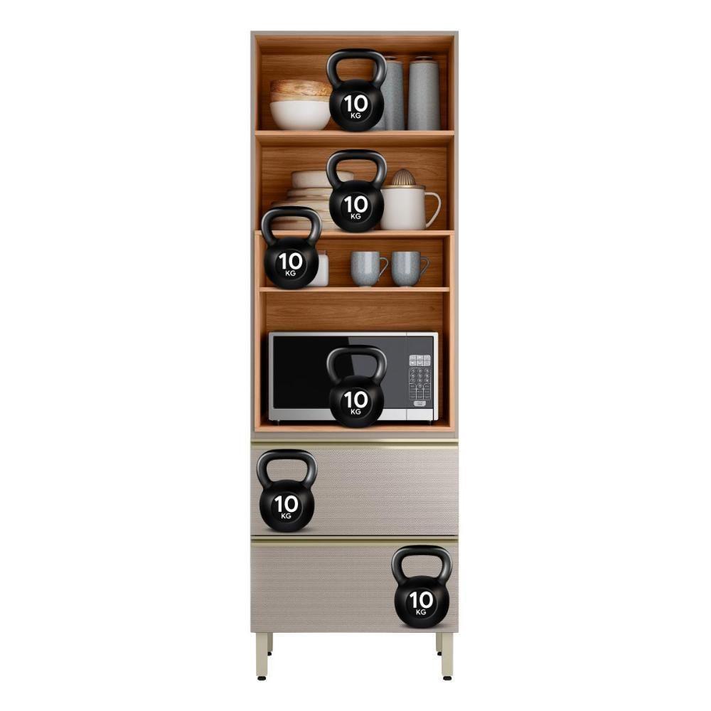 Paneleiro Proença 70cm 1 Forno 2 Portas Vidro Reflecta E 2 Gavetas Nogueira Touch-nude Prime Tx - Demartêz - 6