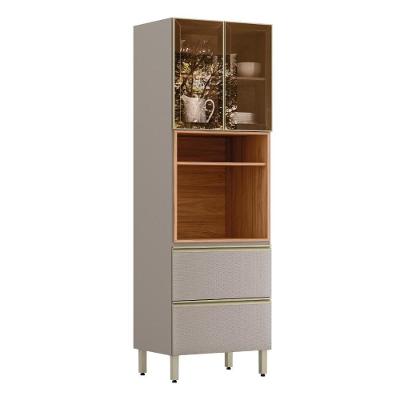 Paneleiro Proença 70cm 1 Forno 2 Portas Vidro Reflecta E 2 Gavetas Nogueira Touch-nude Prime Tx - Demartêz