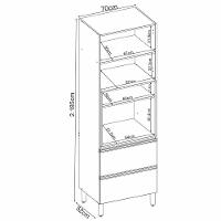 Paneleiro Proença 70cm 1 Forno 2 Portas Vidro Reflecta E 2 Gavetas Nogueira Touch-nude Prime Tx - Demartêz - 7