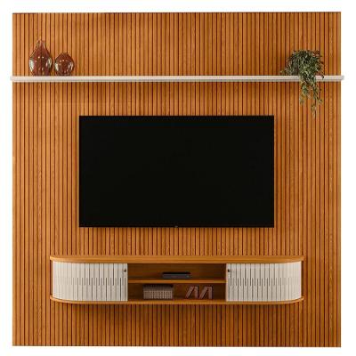 Painel Bancada TV 75 Polegadas 245x238 Cm Bugatti Madetec Cinamomo Off White