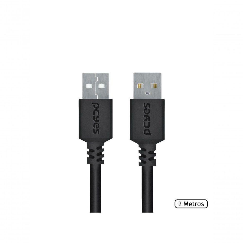 Cabo De Dados Usb A 2.0 Macho Para Usb A 2.0 Macho 28awg Puro Cobre 2 Metros - Puam2-2 - 1