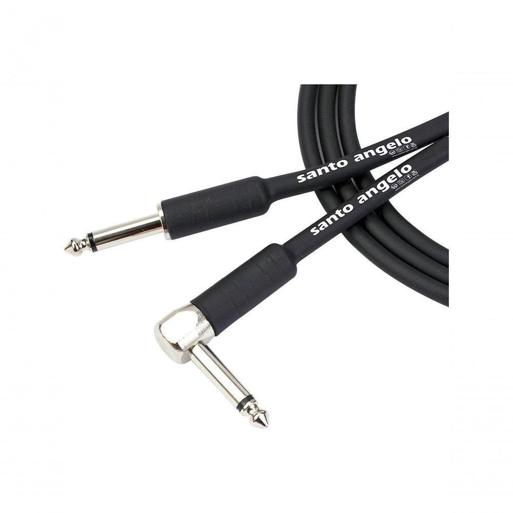 Cabo De Guitarra Angel 0,30mm Conector P10-p10 90º 10ft 3,05 Metros Preto - 1