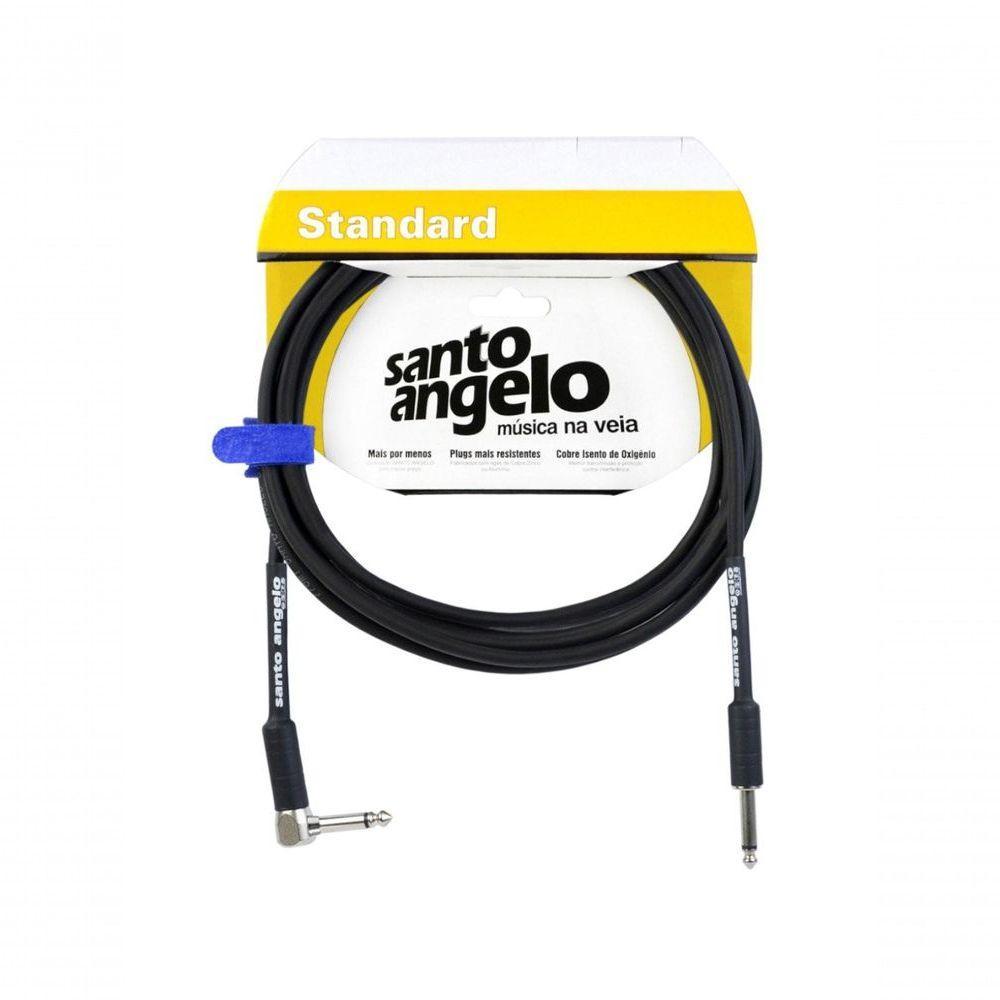 Cabo De Guitarra Angel 0,30mm Conector P10-p10 90º 10ft 3,05 Metros Preto - 3