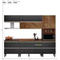 Cozinha Modulada Proença 5 Peças Com Aéreo 80cm Nogueira Touch-carbono Prime Tx - Demartêz - 3