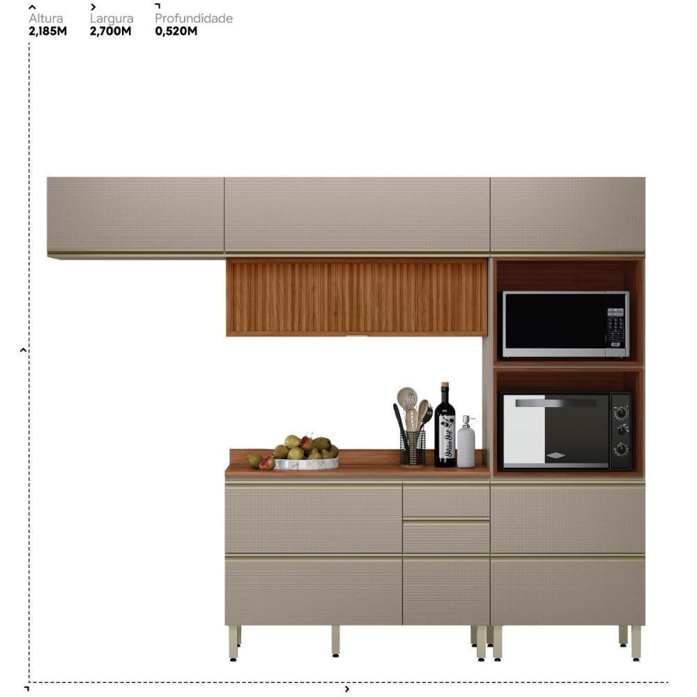 Cozinha Modulada Proença 4 Peças Com Aéreo 120cm Ripado Nogueira Touch-nude Prime Tx - Demartêz - 7