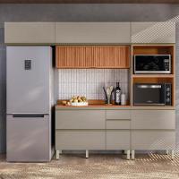 Cozinha Modulada Proença 4 Peças Com Aéreo 120cm Ripado Nogueira Touch-nude Prime Tx - Demartêz - 2