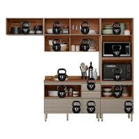 Cozinha Modulada Proença 4 Peças Com Aéreo 120cm Ripado Nogueira Touch-nude Prime Tx - Demartêz - 6