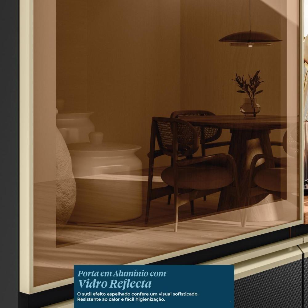 Cristaleira Proença 70cm 1 Porta Vidro Reflecta E 2 Gavetas Nogueira Touch-carbono Prime Tx - Demartêz - 3