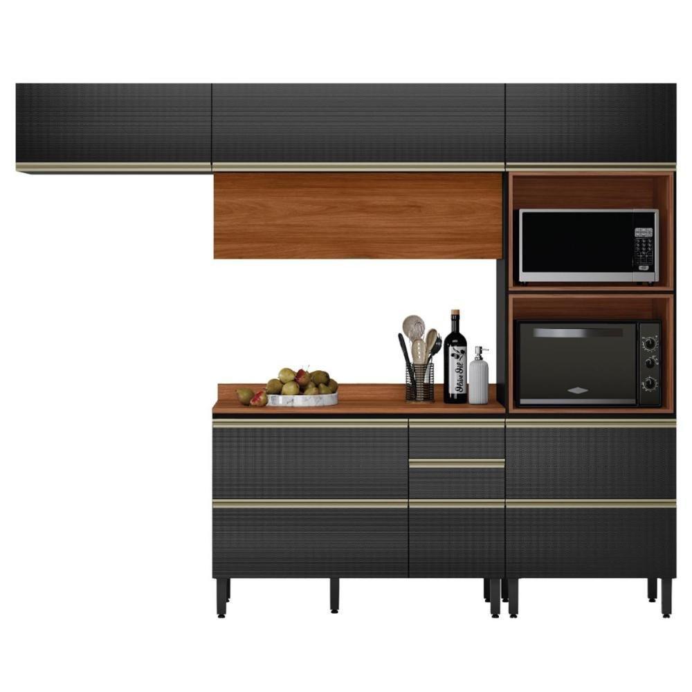 Cozinha Modulada Proença 4 Peças Com Torre Quente 2 Fornos Nogueira Touch-carbono Prime Tx - Demartêz - 1