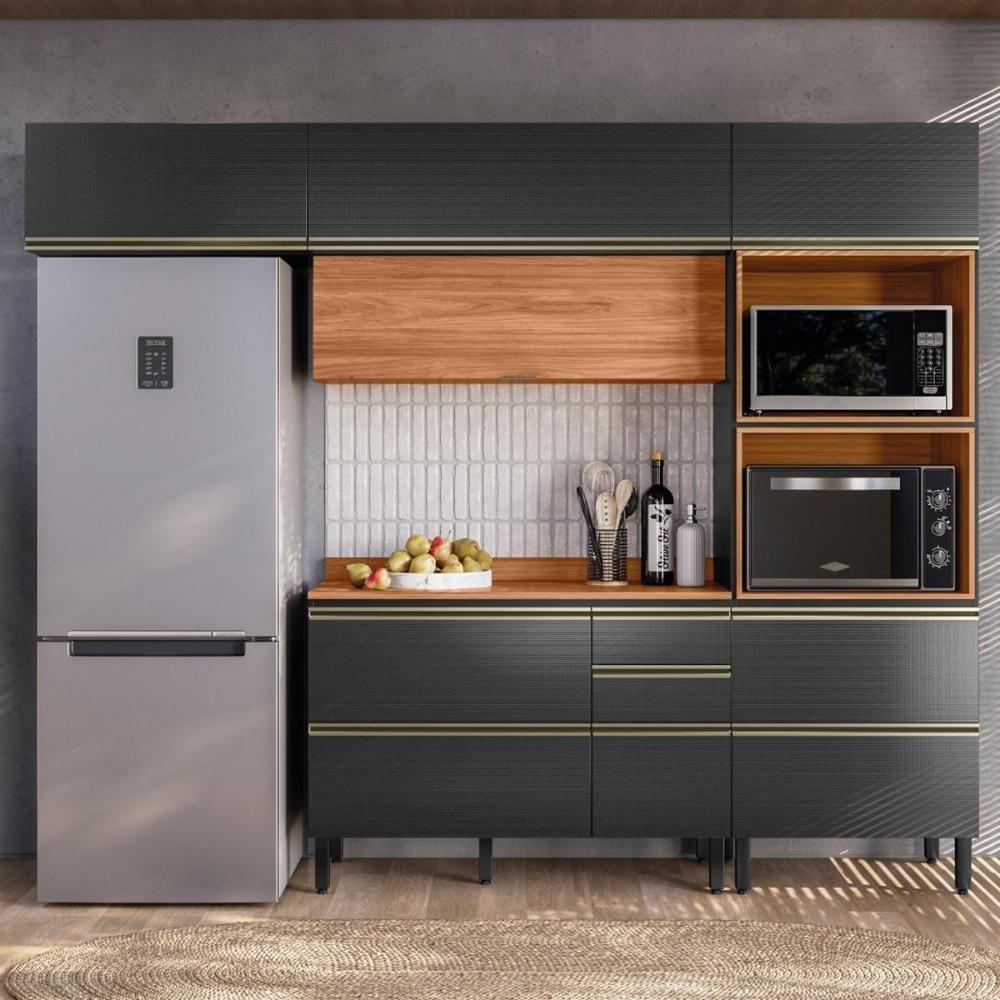 Cozinha Modulada Proença 4 Peças Com Torre Quente 2 Fornos Nogueira Touch-carbono Prime Tx - Demartêz - 2