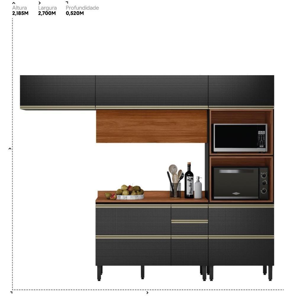 Cozinha Modulada Proença 4 Peças Com Torre Quente 2 Fornos Nogueira Touch-carbono Prime Tx - Demartêz - 7