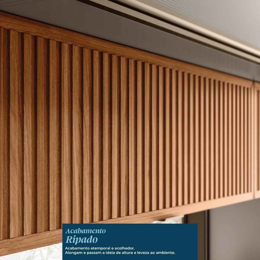 Armário Aéreo Proença 120cm Basculante 1 Porta Mdf E 1 Porta Ripada Nogueira Touch-nude Prime Tx - 4