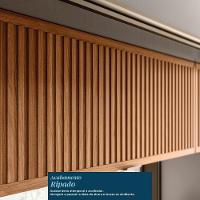 Armário Aéreo Proença 120cm Basculante 1 Porta Mdf E 1 Porta Ripada Nogueira Touch-nude Prime Tx