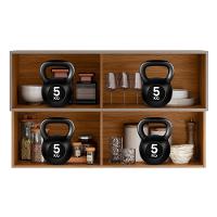 Armário Aéreo Proença 120cm Basculante 1 Porta Mdf E 1 Porta Ripada Nogueira Touch-nude Prime Tx - 5