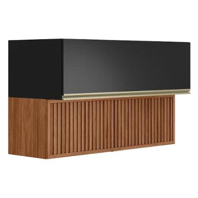 Armário Aéreo Proença 120cm Basculante 1 Porta Mdf E 1 Porta Ripada Nogueira Touch-carbono Prime Tx