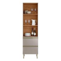 Cristaleira Proença 70cm 1 Porta Vidro Reflecta E 2 Gavetas Nogueira Touch-nude Prime Tx - Demartêz - 2