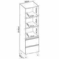 Cristaleira Proença 70cm 1 Porta Vidro Reflecta E 2 Gavetas Nogueira Touch-nude Prime Tx - Demartêz - 7
