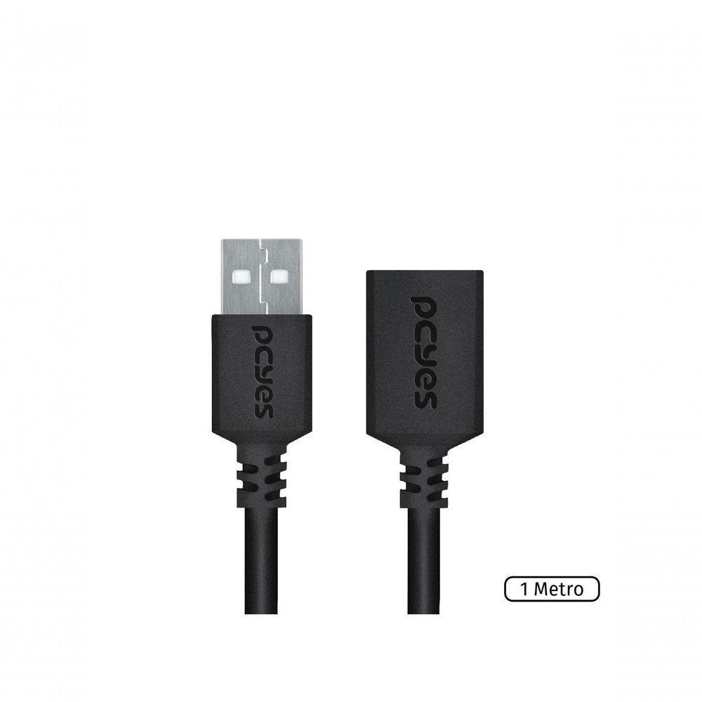 Cabo Extensor Usb A 2.0 Macho Para Usb A 2.0 Femea 28awg Puro Cobre 1 Metro - Puamf2-1 - 2