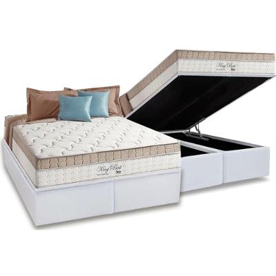 Cama Box Baú King: Colchão Molas Anjos Superlastic King Best + Base Crc Courano White(193X203)