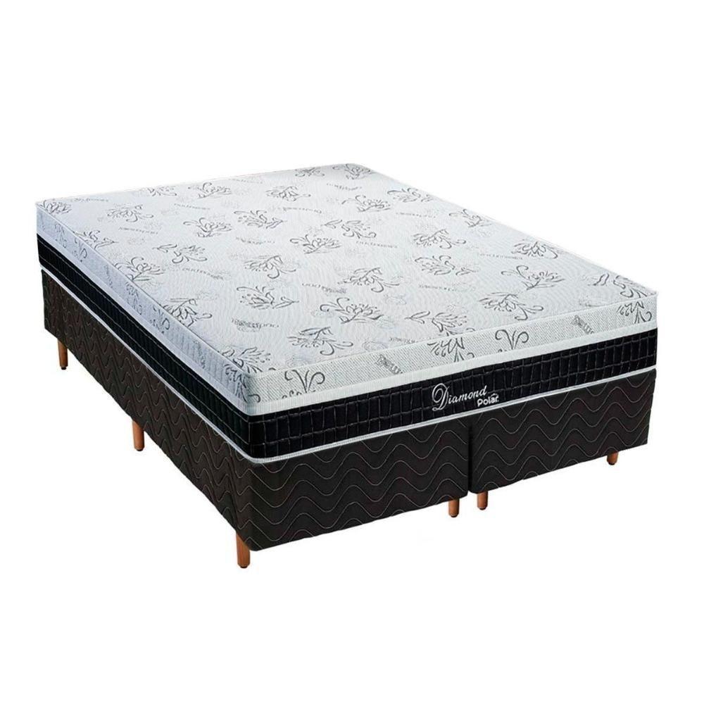 Cama Box Queen: Colchão Molas MasterPocket Ensacadas Polar   Diamond + Base CRC Rústico Black(158x198) - 1
