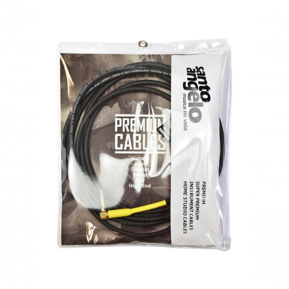 Cabo De Guitarra Shogun 0,75mm Conector Em Ouro P10-p10 90º 15ft 4,57 Metros Preto - 3