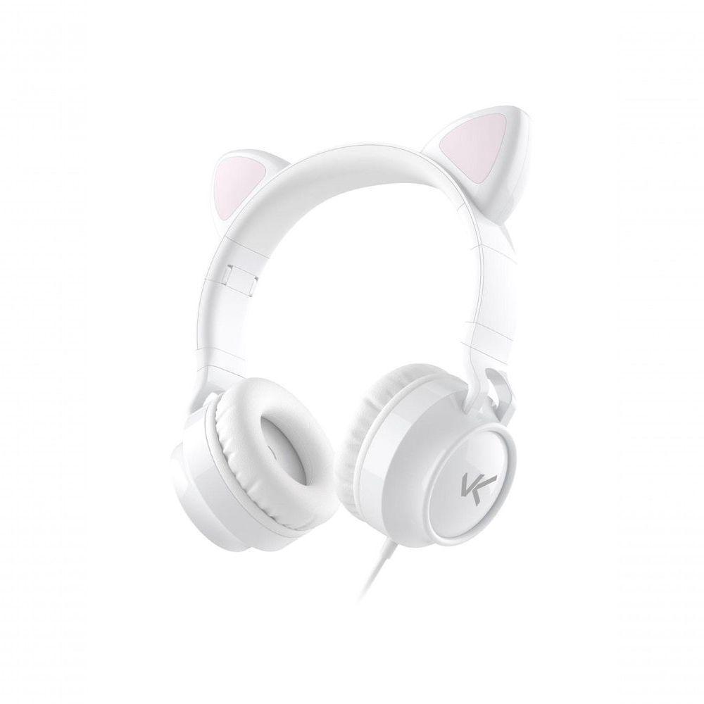 Fone De Ouvido Headset Kitty Ear - Orelha De Gato Branco Com Microfone Cabo 1.2m Plug P2 Estereo P3 - Ke110b - 1
