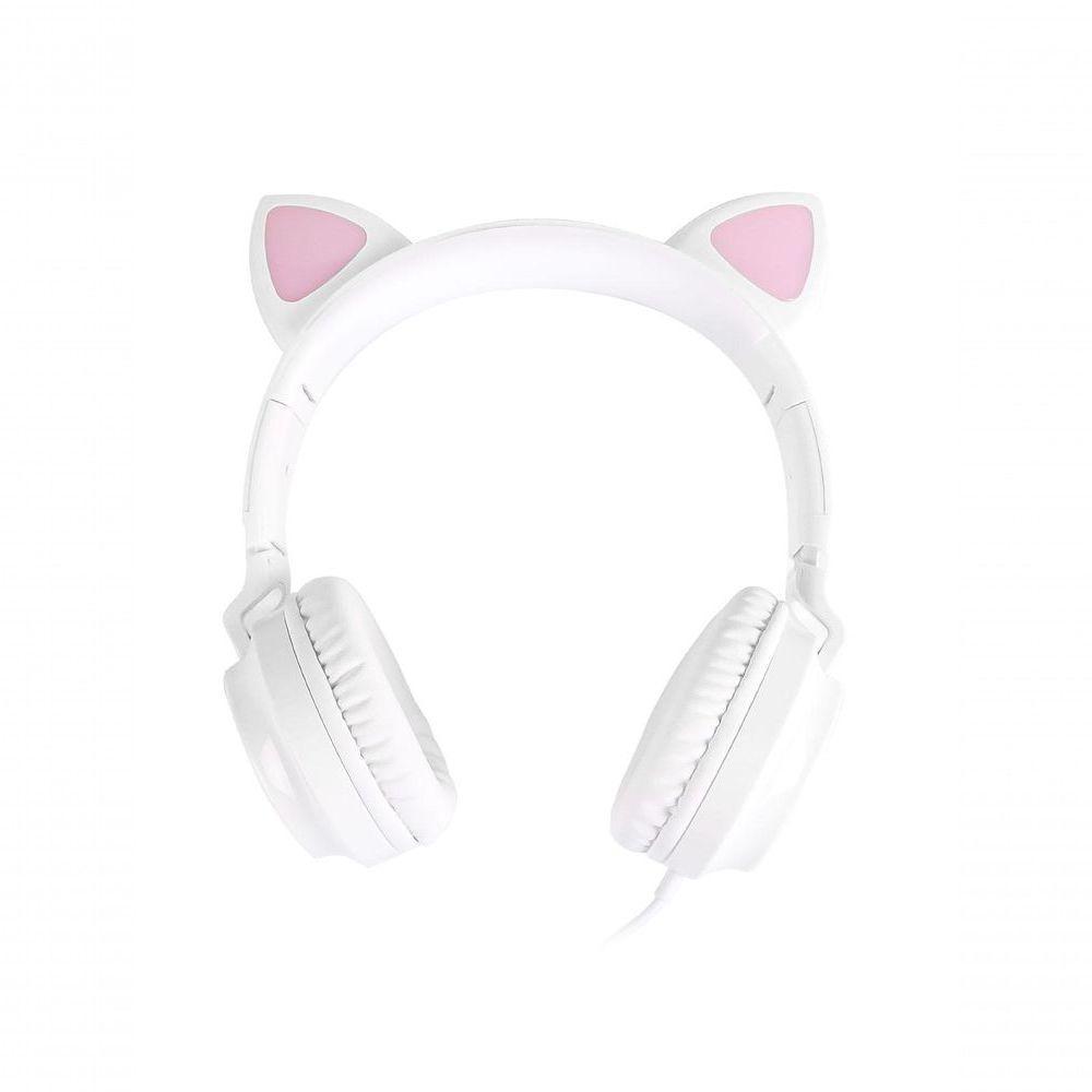 Fone De Ouvido Headset Kitty Ear - Orelha De Gato Branco Com Microfone Cabo 1.2m Plug P2 Estereo P3 - Ke110b - 3