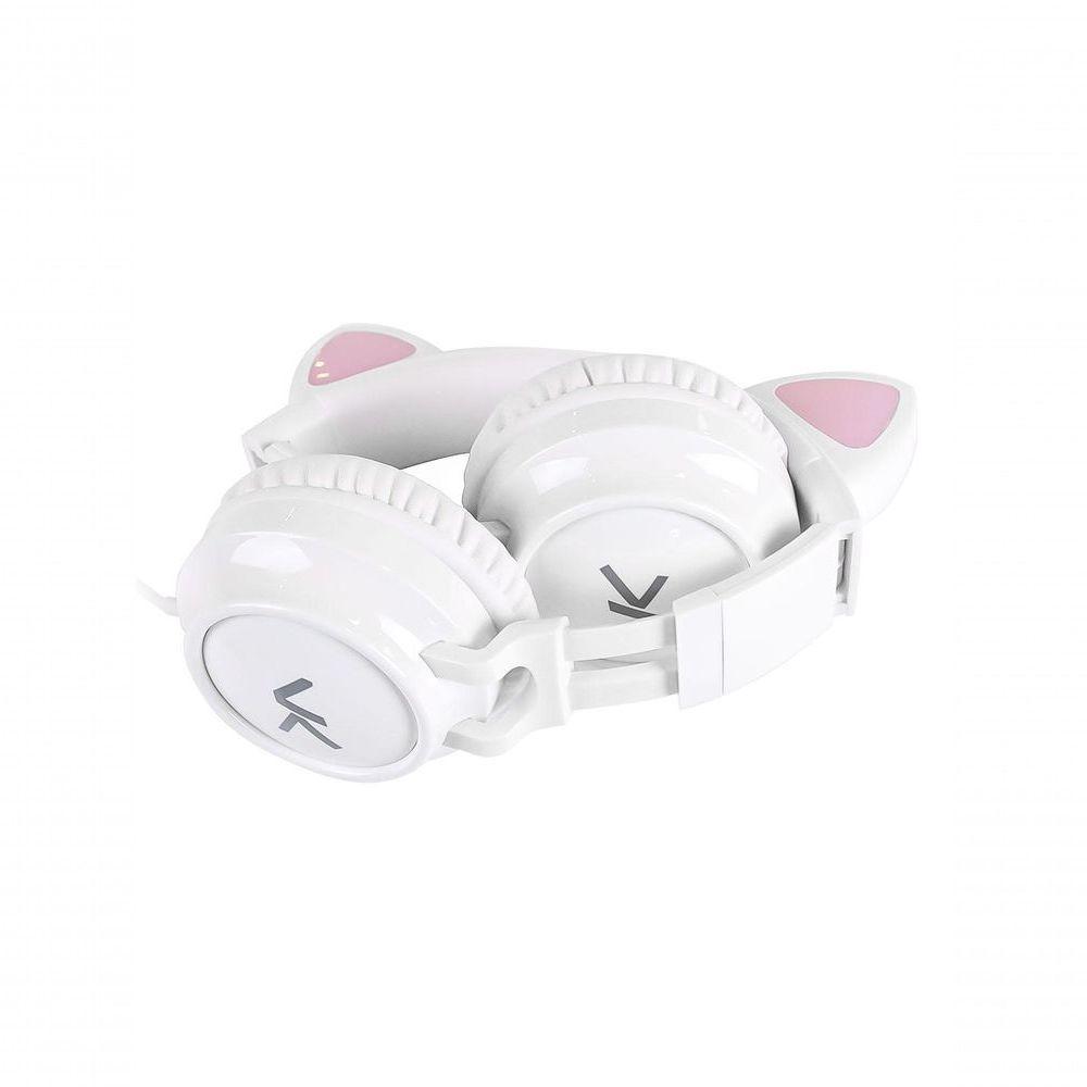 Fone De Ouvido Headset Kitty Ear - Orelha De Gato Branco Com Microfone Cabo 1.2m Plug P2 Estereo P3 - Ke110b - 4