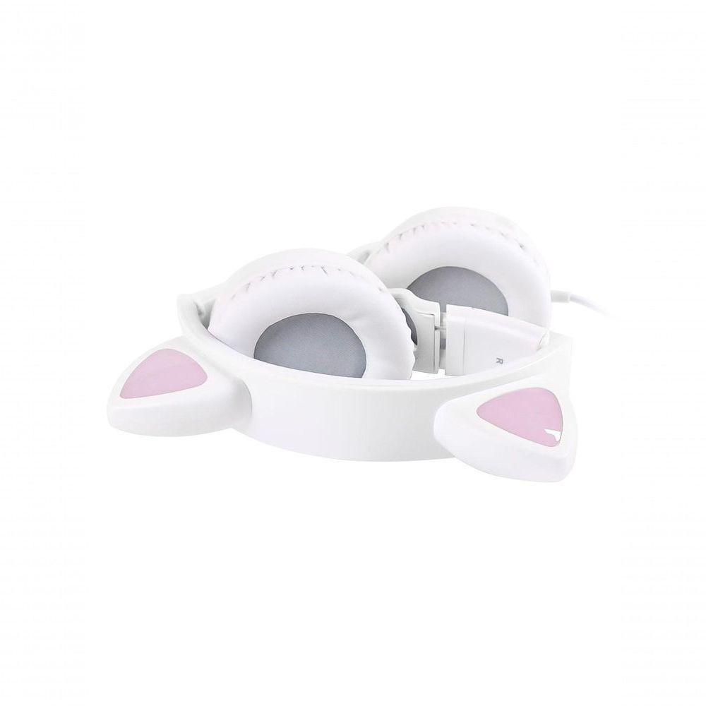 Fone De Ouvido Headset Kitty Ear - Orelha De Gato Branco Com Microfone Cabo 1.2m Plug P2 Estereo P3 - Ke110b - 5