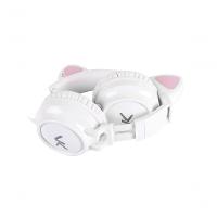 Fone De Ouvido Headset Kitty Ear - Orelha De Gato Branco Com Microfone Cabo 1.2m Plug P2 Estereo P3 - Ke110b