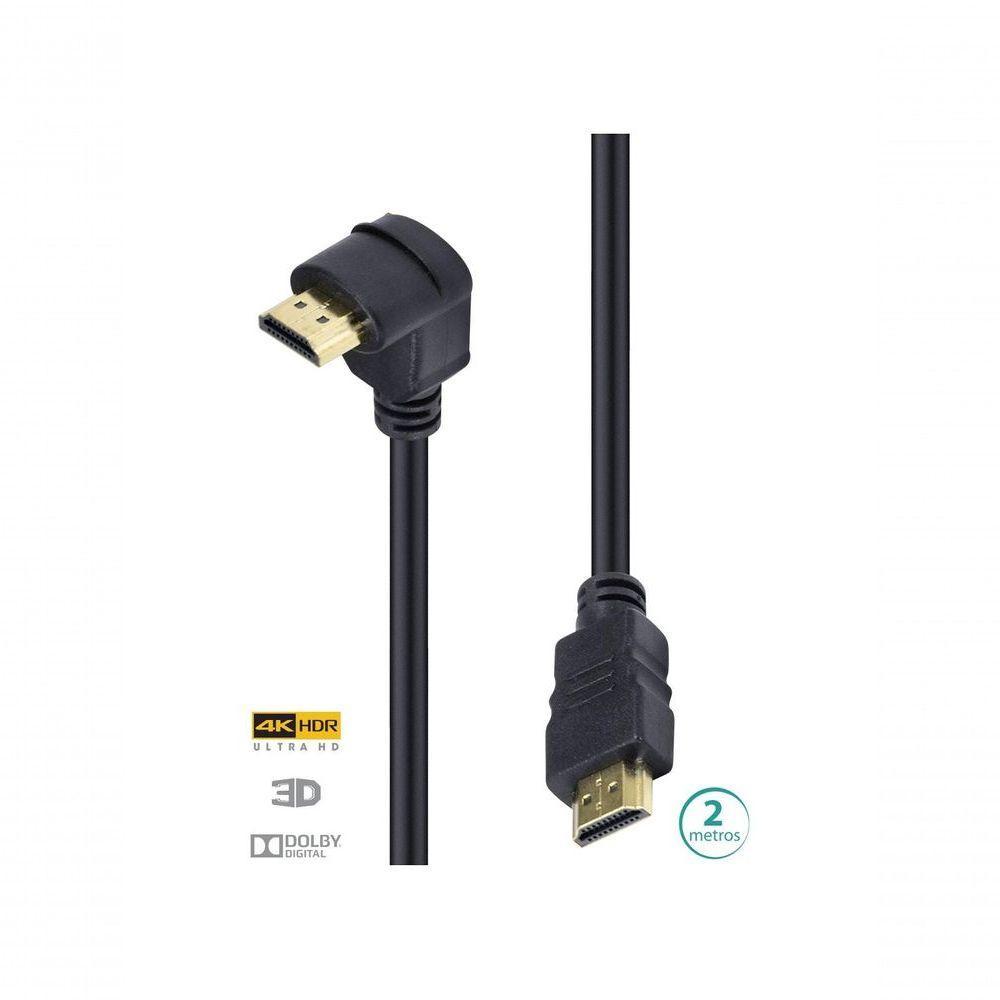 Cabo Hdmi 2.0 4k Ultra Hd 3d Conexão Ethernet Com 01 Conector 90º 2 Metros - H2090-2 - 1