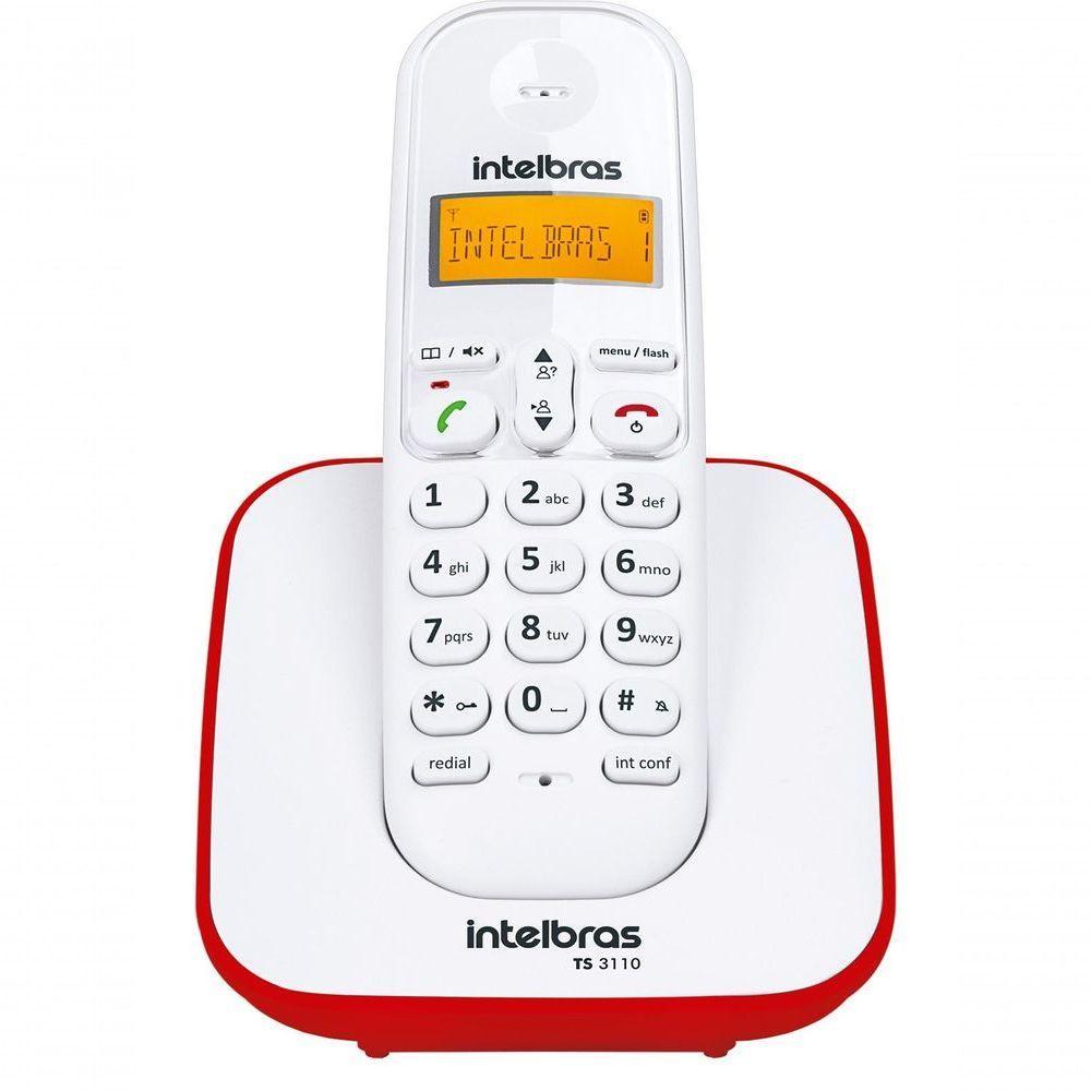 Telefone Sem Fio Intelbras Ts 3110 Branco-vermelho 4123101 - 1
