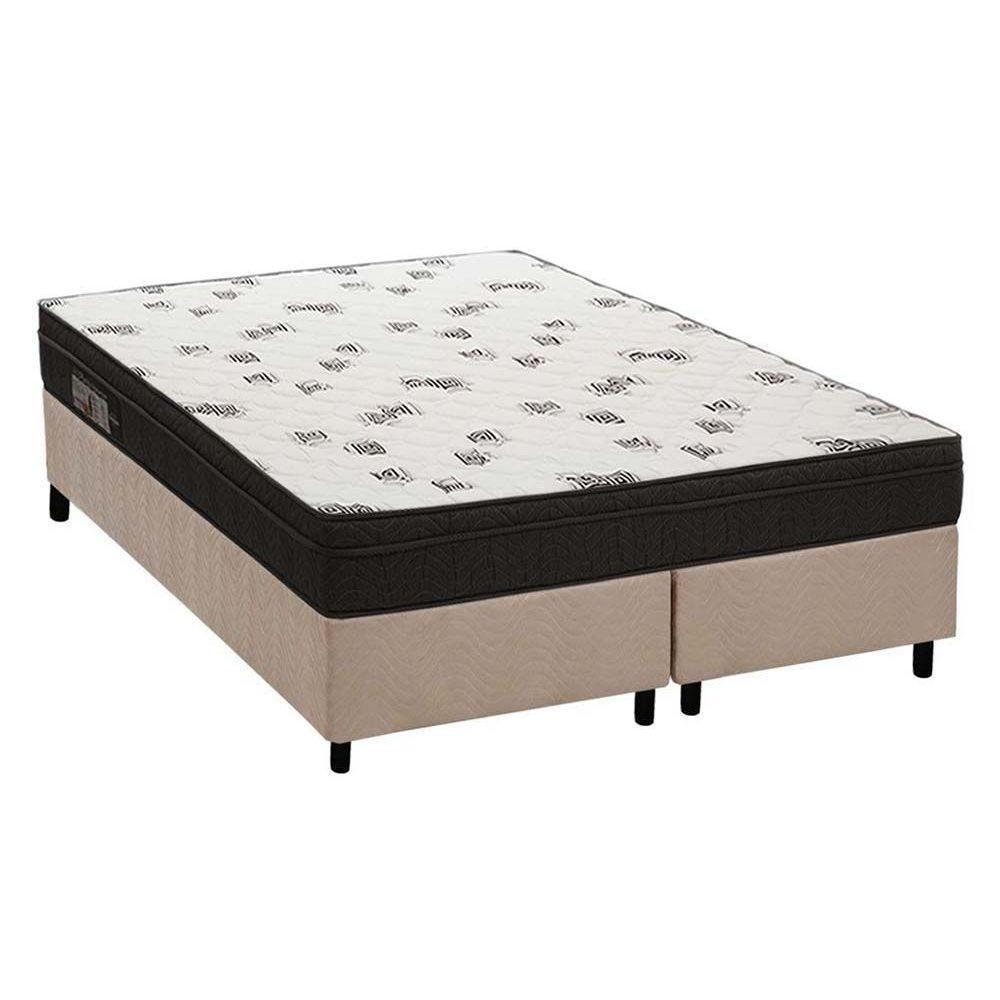 Cama Box King: Colchão Espuma D45 Ortobom Light Saúde Ortopilow + Base CRC Suede Clean(186x198) - 1